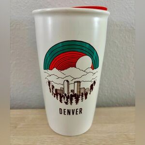 Starbucks 12 Oz Tumbler Ceramic Denver Rainbow With Lid